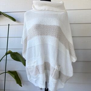 Soft Surroundings White + Cream Cowl Neck Sleeveless Sweater | S/M